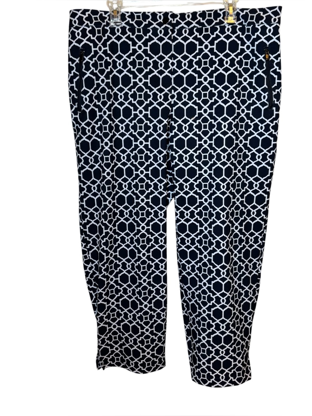 Chicos Zenergy Neema Ankle Pants 16 XL Black White Lattice Moisture Wicking